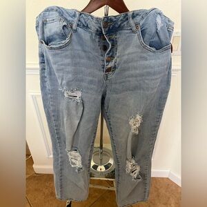 Maurices Blue Boyfriend Jeans with Distressed Details
